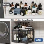 2 Pack Pull-Out Storage Organizers, Under Sink Organizer and Storage for Bathroom & Kitchen,Multi-Purpose Under Cabinet Organizers and storage Black