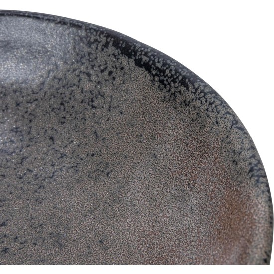 Creative Co-Op Stoneware Bowl with Handle and Base, Black Reactive Glaze