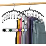 Legging Organizer for Closet, Metal Yoga Pants Hangers 2 Pack w/10 Clips Holds 20 Leggings, Space Saving Hanging Closet Organizer w/Rubber Coated Closet Organizers and Storage, Black Legging Organizer for Closet, Metal Yoga Pants Hangers 2 Pack w/10 Clips Holds 20 Leggings, Space Saving Hanging Closet Organizer w/Rubber Coated Closet Organizers and Storage, Black