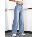 Straight Leg Jeans for Women,High Waisted Wide Leg Loose Stretchy Boyfriend Denim Pants Baggy Jeans for Women
