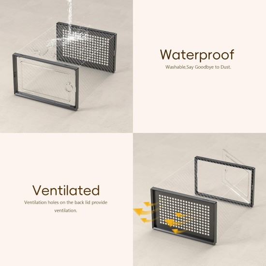 Kuject X-Large Shoe Storage Boxes Organizers Clear Plastic Stackable 12 Pack, Shoe Rack & Holder Substitute, Sneaker Containers, Toy Storage Organizer Bins for Entryway, Closet, Under Bed, Black Kuject X-Large Shoe Storage Boxes Organizers Clear Plastic Stackable 12 Pack, Shoe Rack & Holder Substitute, Sneaker Containers, Toy Storage Organizer Bins for Entryway, Closet, Under Bed, Black