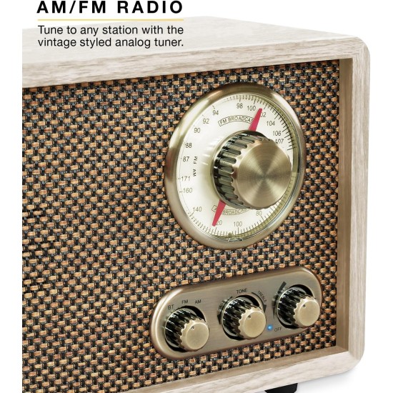Victrola Willow – Retro Wood Bluetooth Radio with Built-in Speakers: Elegant & Vintage Design, Rotary AM/FM Tuning Dial, Bass & Treble Control, Wireless Streaming (Espresso)