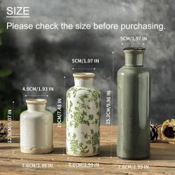 Vintage Vase Set of 3, Ceramic Vintage Flower Vases, Chinoiserie Decorative Home Decor Retro Floral Vase Rustic Farmhouse Decor for Table Bookshelf Mantel Kitchen Living Room Office - Green and Beige Vintage Vase Set of 3, Ceramic Vintage Flower Vases, Chinoiserie Decorative Home Decor Retro Floral Vase Rustic Farmhouse Decor for Table Bookshelf Mantel Kitchen Living Room Office - Green and Beige