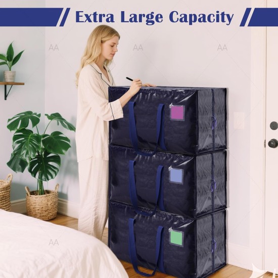6 Pack Extra Large Heavy Duty Moving Bags with Reinforced Zipper & Wide Handles, Moisture-Resistant Storage Bins Packing Cubes for Clothes, College Dorm, Travel, and Home Organization, Dark Blue 6 Pack Extra Large Heavy Duty Moving Bags with Reinforced Zipper & Wide Handles, Moisture-Resistant Storage Bins Packing Cubes for Clothes, College Dorm, Travel, and Home Organization, Dark Blue