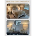 PoKat 23" Modern Ceramic Table Lamp Set of 2 for Living Room White Desk Lamps for Bedroom Farmhouse Bedside Nightstand Lamp House Warming Gifts New Home Decor End Table Lamps Gifts for Women Mom Beige