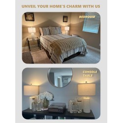 PoKat 23" Modern Ceramic Table Lamp Set of 2 for Living Room White Desk Lamps for Bedroom Farmhouse Bedside Nightstand Lamp House Warming Gifts New Home Decor End Table Lamps Gifts for Women Mom Beige