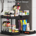 Multi-Purpose Pull-Out Storage Organizers, Under Sink/Cabinet Organizers and Storage for Bathroom & Kitchen, Black, 12.8 Inches, 2 Packs Multi-Purpose Pull-Out Storage Organizers, Under Sink/Cabinet Organizers and Storage for Bathroom & Kitchen, Black, 12.8 Inches, 2 Packs