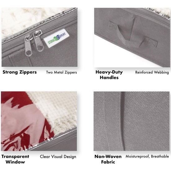 Closet Organizers and Storage - Maximize Space with Under Bed Storage Containers & Clothes Storage - Ideal Closet Organizer, Toy Storage Organizer & Underbed Storage (Grey, 4 Pack)