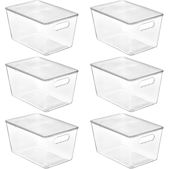 Vtopmart 6 Pack Clear Stackable Storage Bins with Lids, Large Plastic Containers with Handle for Pantry Organizer and Storage,Perfect for Bathroom,Cabinet,Kitchen,Fridge,Closet Organization Vtopmart 6 Pack Clear Stackable Storage Bins with Lids, Large Plastic Containers with Handle for Pantry Organizer and Storage,Perfect for Bathroom,Cabinet,Kitchen,Fridge,Closet Organization