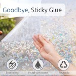 rabbitgoo Window Privacy Film Rainbow Film Decorative Window Sticker, 3D Static Stained Glass Cling Tint for Home Heat Control Non-Adhesive, 17.5 x 78.7 inches