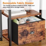 Furologee 5 Tier Bookshelf with Drawer, Tall Narrow Bookcase with Shelves, Wood and Metal Bookshelves Storage Organizer, Industrial Display Standing Shelf Unit for Bedroom, Living Room, Rustic Brown