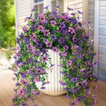 Artificial Fake Hanging Flowers Plants for Outdoor Spring Decoration,2 PCS Faux Silk Daisy with Eucalyptus Leaves,UV Resistant Look Real for Outside Home Indoor Planter Porch Patio Balcony Yard Decor