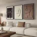 Large 3D Textured Framed Abstract Wall Art for Living Room, 3 Piece Modern Paintings Artwork for Walls, Black White Brown Geometric Sandstone Texture Pictures for Hallway Office Home Decor 24x36 In