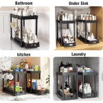 2 Pack Pull-Out Storage Organizers, Under Sink Organizer and Storage for Bathroom & Kitchen,Multi-Purpose Under Cabinet Organizers and storage Black