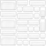 Vtopmart 25 PCS Clear Plastic Drawer Organizers Set, 4-Size Versatile Bathroom and Vanity Drawer Organizer Trays, Storage Bins for Makeup, Bedroom, Kitchen Gadgets Utensils and Office