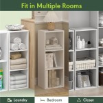 Furinno PASIR Book Shelf, 3-Cube Bookcase, Standing Bookshelf, Open Storage Shelf, Closed Back, Easy Assembly, 9.3 x 12 x 31.5 Inches, for Home Office, Living Room, Plain White