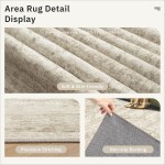 Washable Area Rug 8x10, Large Soft Rugs for Living Room Vintage Beige Carpet 8x10 Area Rugs for Bedroom Dining Room Non-Slip Stain Resistant Under Table Rug