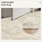 Washable Area Rug 8x10, Large Soft Rugs for Living Room Vintage Beige Carpet 8x10 Area Rugs for Bedroom Dining Room Non-Slip Stain Resistant Under Table Rug