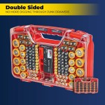 Ontel Battery Daddy Storage & Organizer Case w/Tester, Stores & Protects Up to 180 Batteries, Double-Sided, Clear Locking Lid, Secure Latches & Portable Carrying Handle - Red (Batteries Not Included)