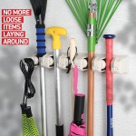 HOME IT Mop And Broom Holder Wall Mount - Garage Storage Systems with 5 Slots, 6 Hooks, 7.5lbs Capacity Per Slot - Garden Tool Organizer For Home, Kitchen, Closet, Garage, Laundry Room - Off-White HOME IT Mop And Broom Holder Wall Mount - Garage Storage Systems with 5 Slots, 6 Hooks, 7.5lbs Capacity Per Slot - Garden Tool Organizer For Home, Kitchen, Closet, Garage, Laundry Room - Off-White